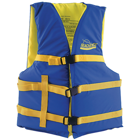 SEACHOICE Type III Boat Vest - Blue/Yellow, Adult Universal, 90 lbs. & Up 86220